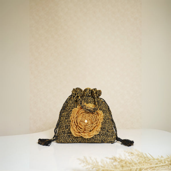 Midnight Bloom Crochet Potli