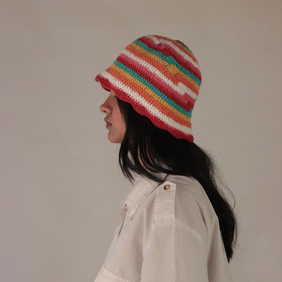 The Candy Striped Bucket Crochet Hat