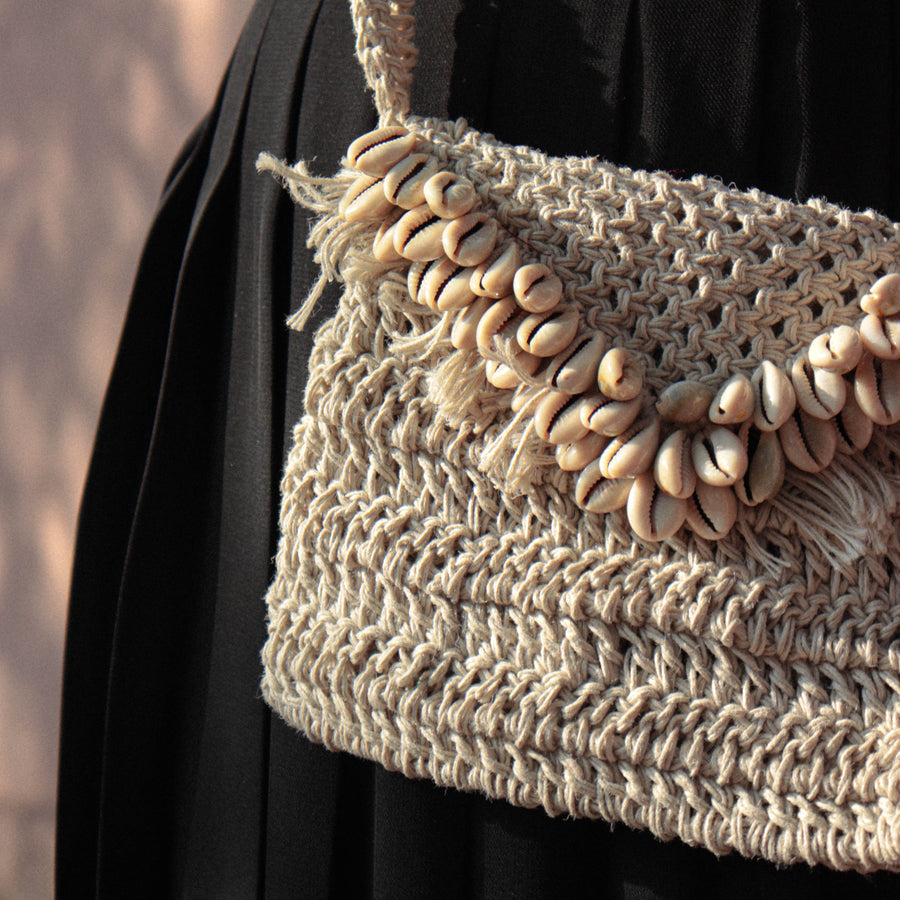 Shell White Crochet Sling Bag