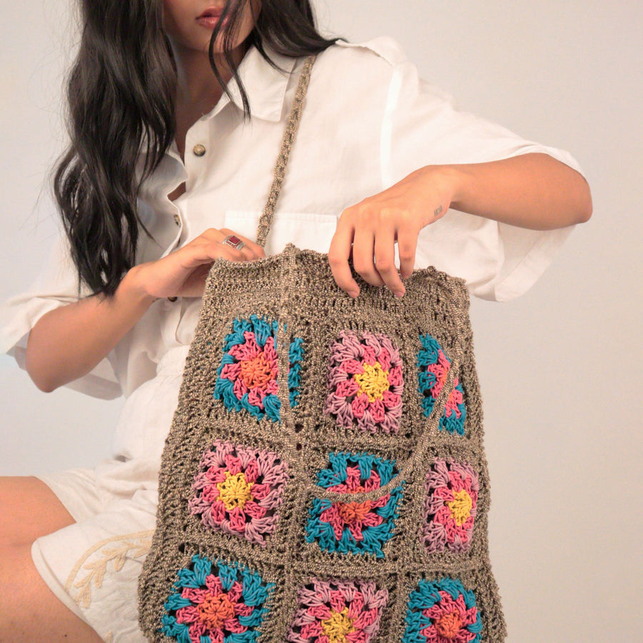 Granny Patch Crochet Tote Bag