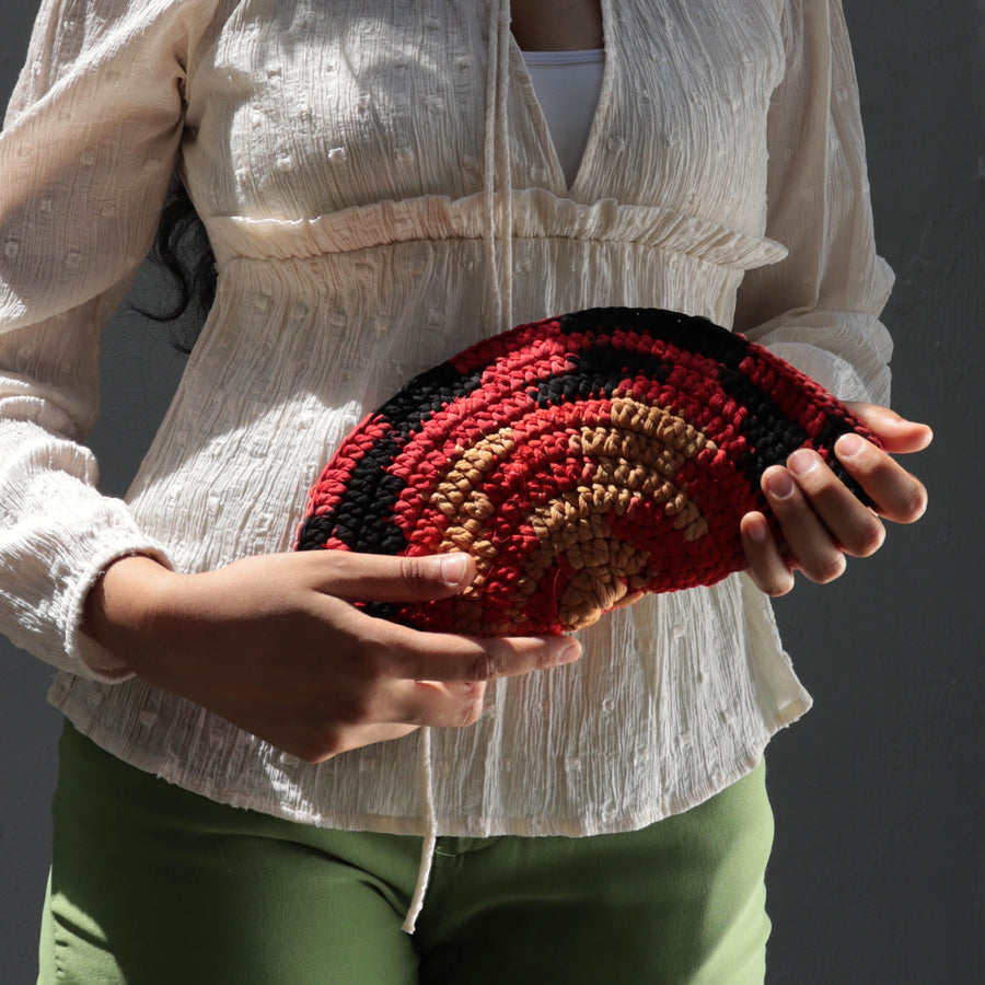 The Black-Red-Yellow Crochet Clutch