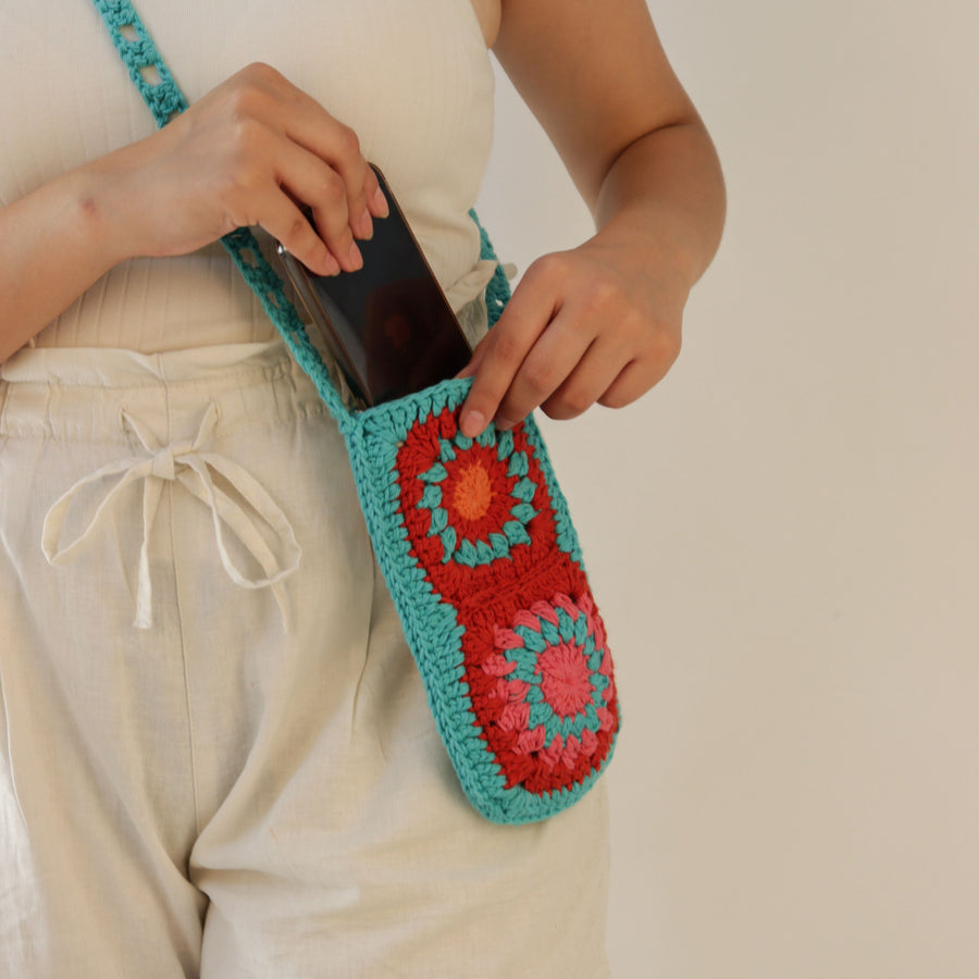 Floral Phone Crochet Bag