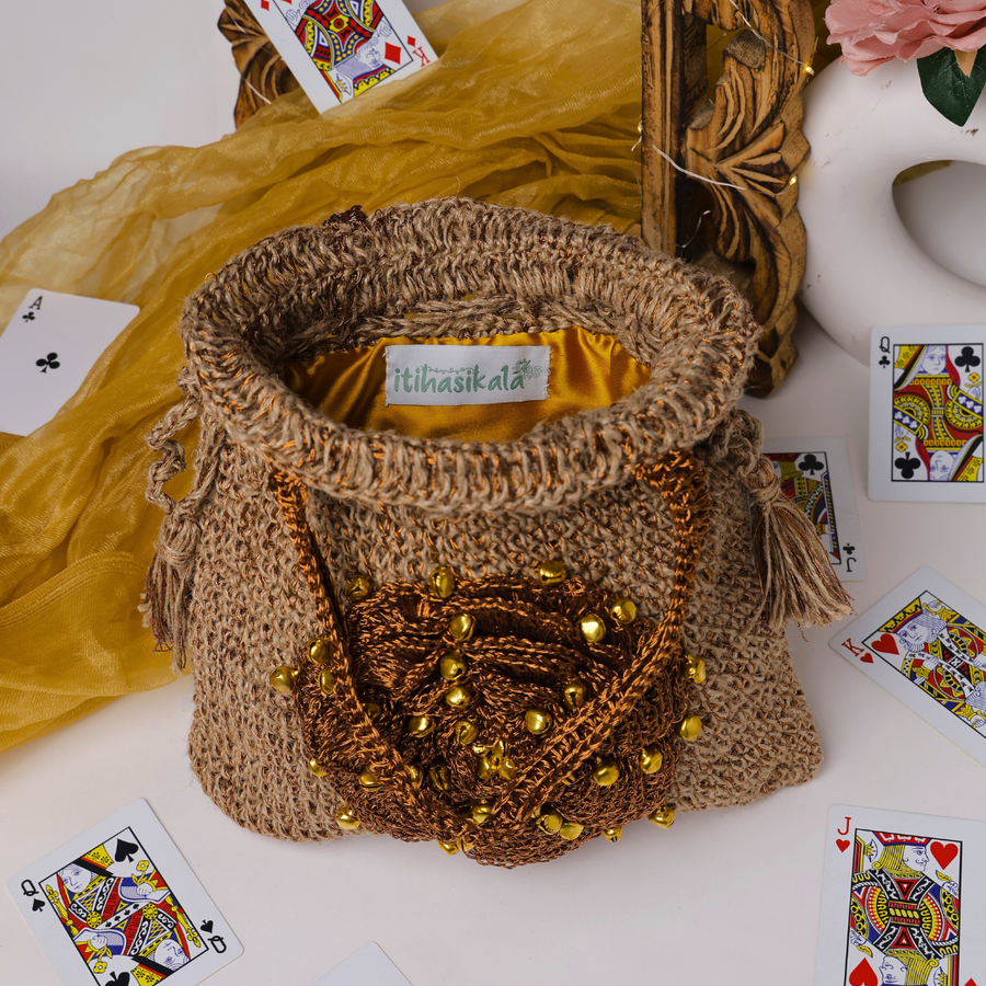 Rustic Bloom Handcrafted Crochet Pouch