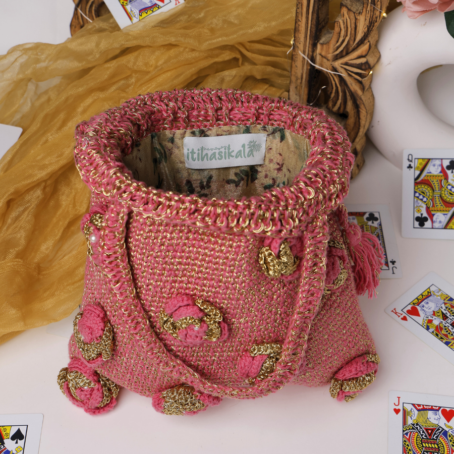 Golden Bloom Handcrafted Potli Bag