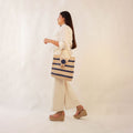 Blue White Striper Crochet Handbag