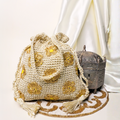 Phoolkari crochet potli (yellow details)