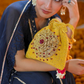 Amber Bloom Embellished Crochet Potli