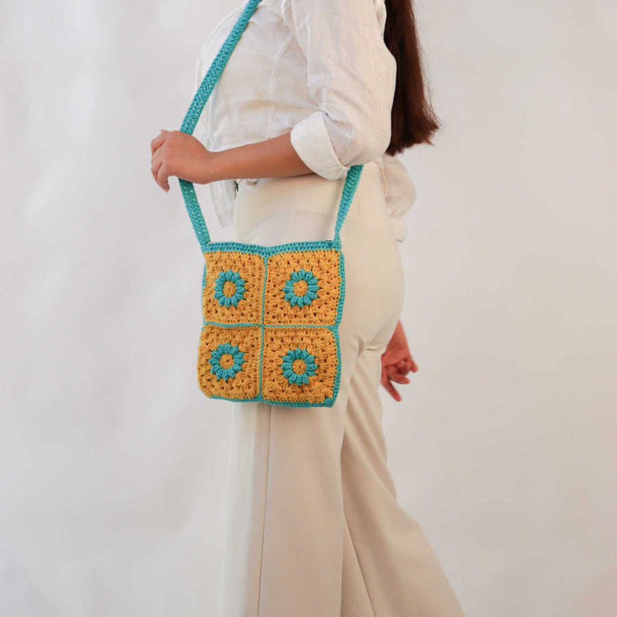 Floral Crossbody Crochet Sling Bag