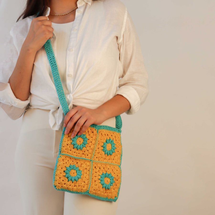 Floral Crossbody Crochet Sling Bag