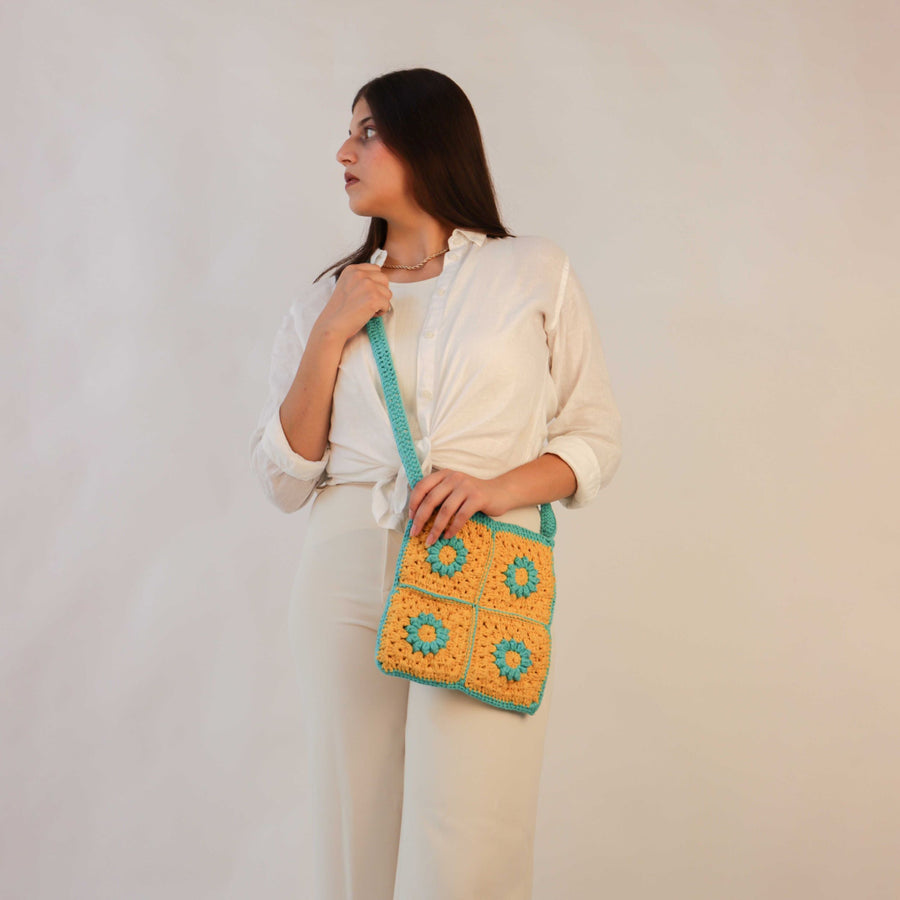Floral Crossbody Crochet Sling Bag