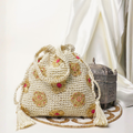 Phoolkari Crochet Potli(red detailing)