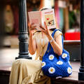 Sapphire Daisy Crochet Tote