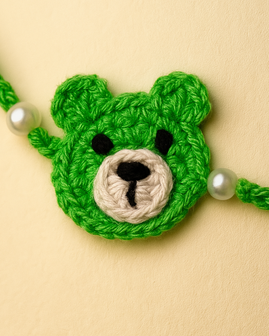 Green bear Crochet Rakhi