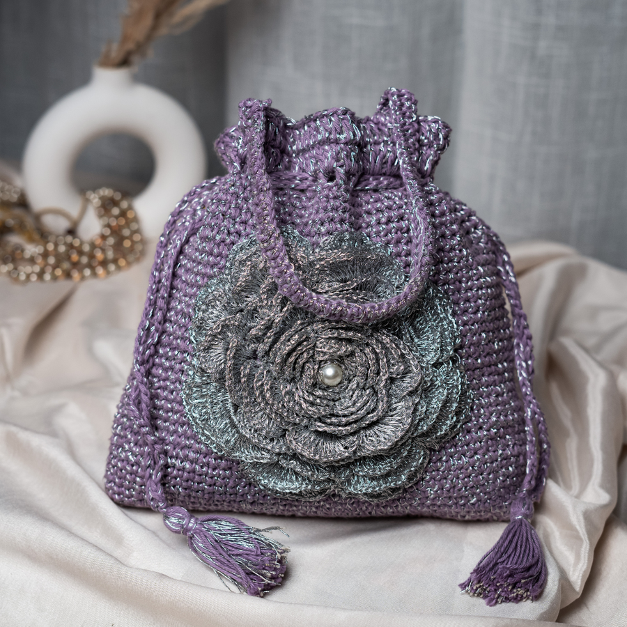 Lavender Blossom Crochet Potli