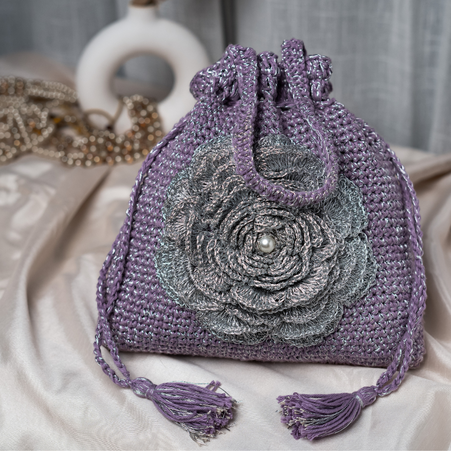 Lavender Blossom Crochet Potli
