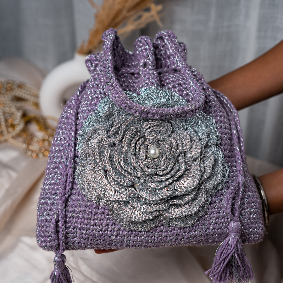 Lavender Blossom Crochet Potli