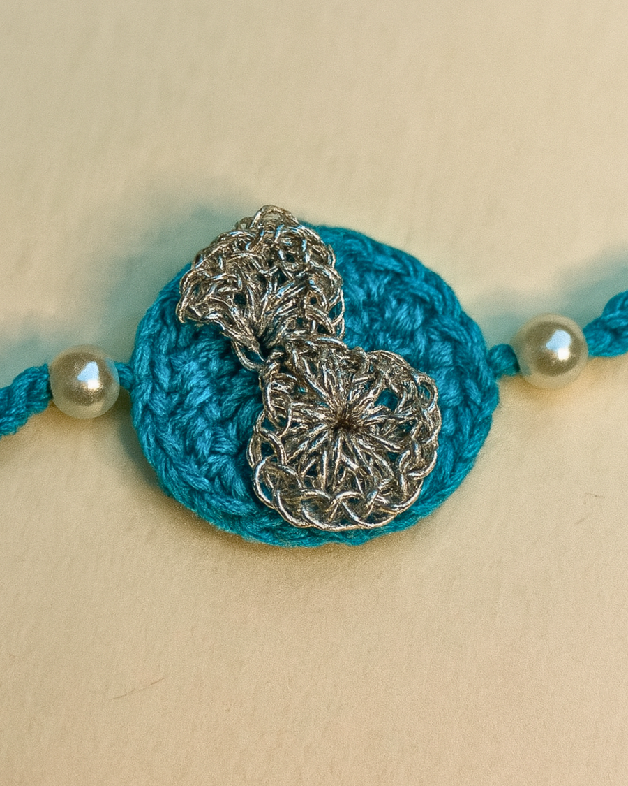 Silver bow rakhi