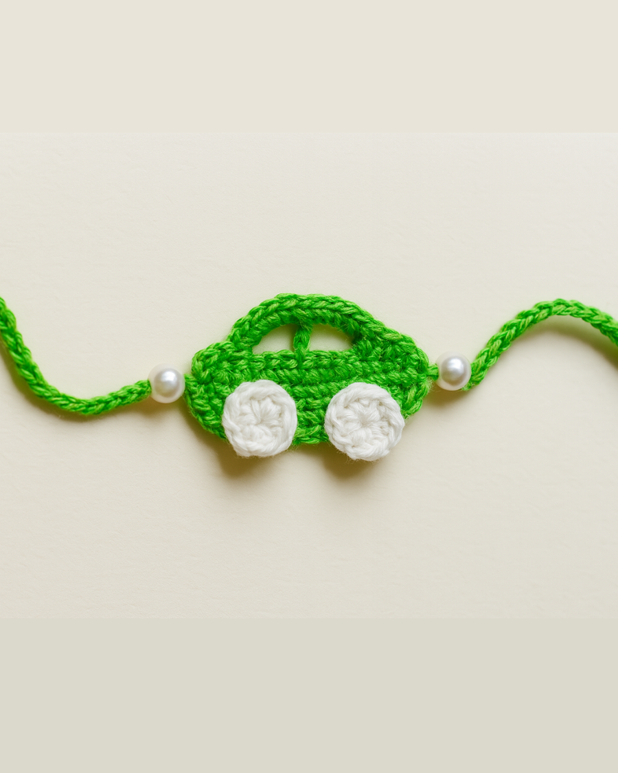Green car crochet rakhi