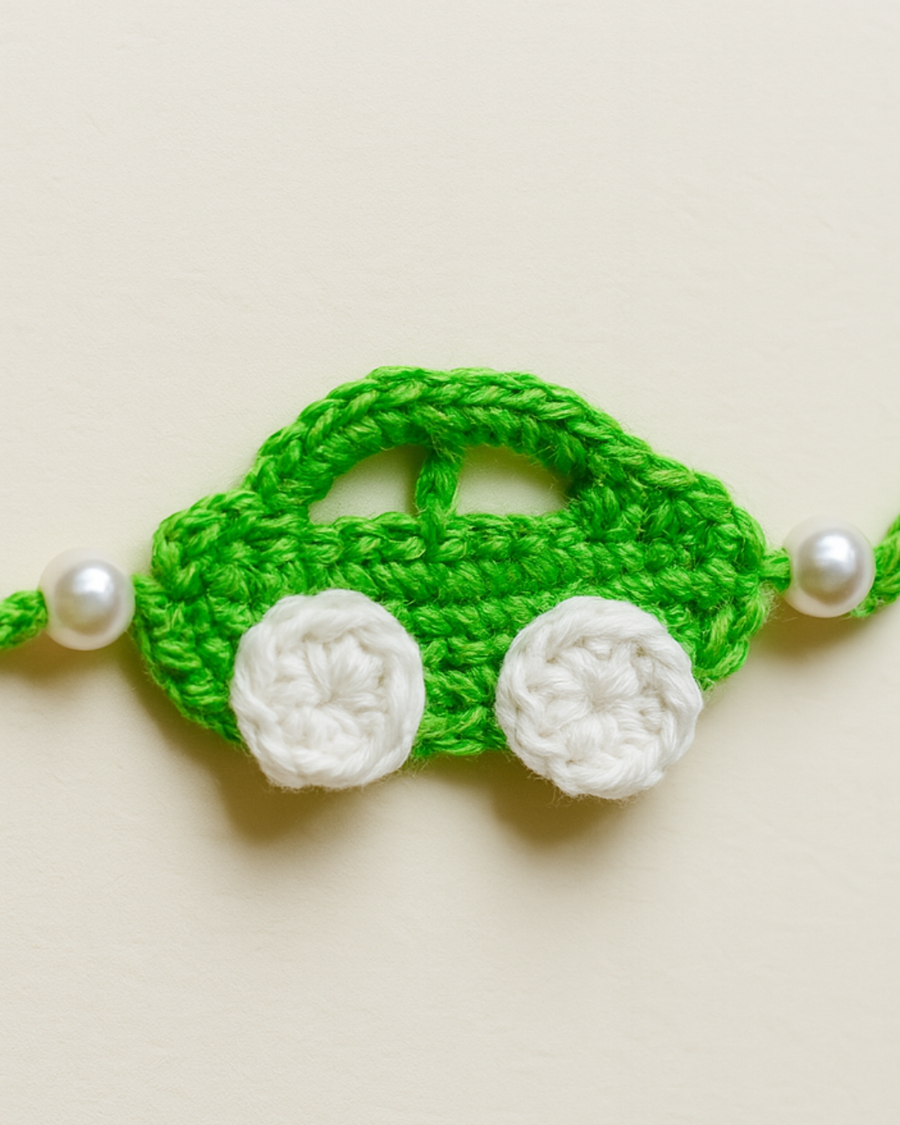 Green car crochet rakhi