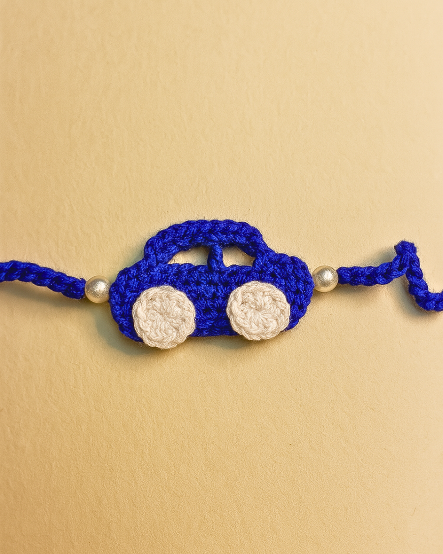 Blue crochet rakhi