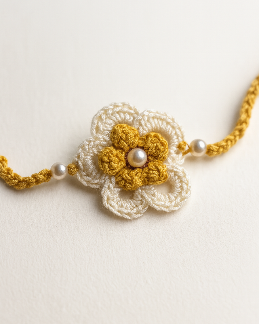 Daisy crochet Rakhi