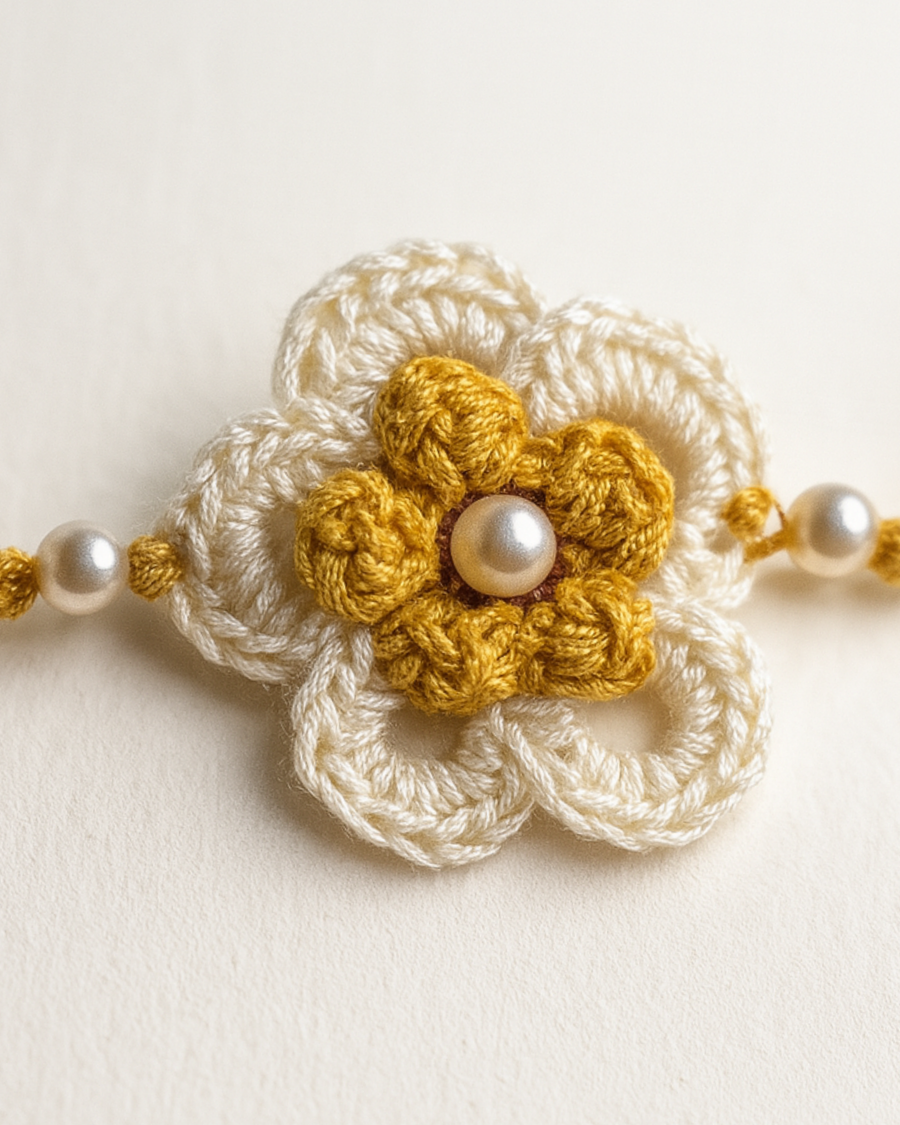 Daisy crochet Rakhi