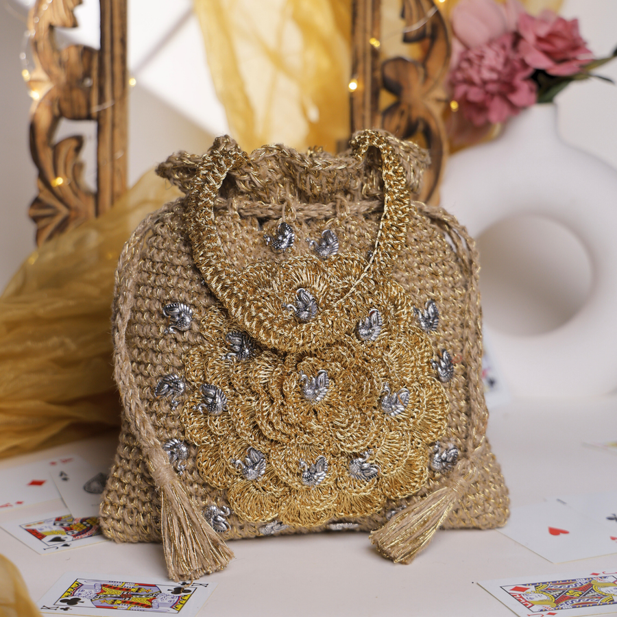 Shimmer Blossom Crochet Potli