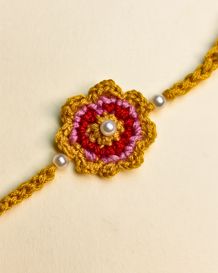 The colored flower rakhi