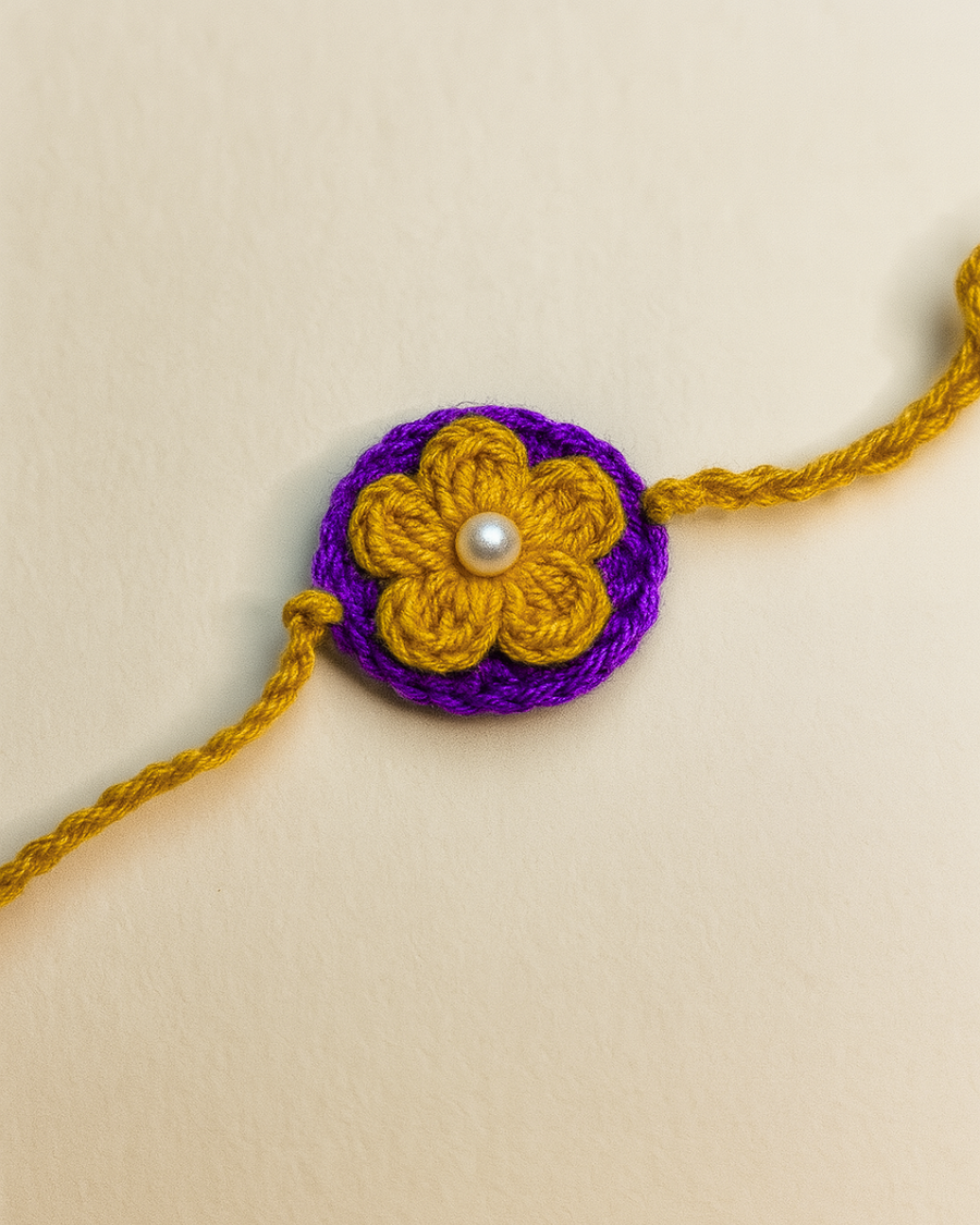 Yellow purple flower rakhi