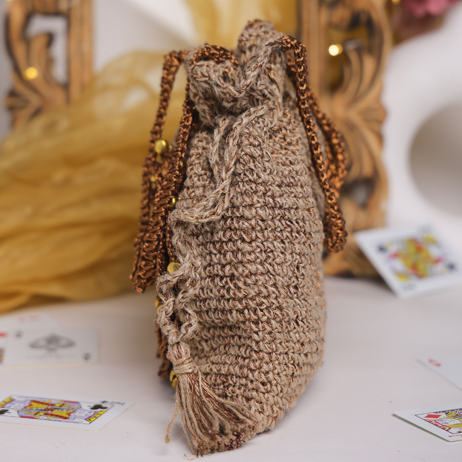 Rustic Bloom Handcrafted Crochet Pouch