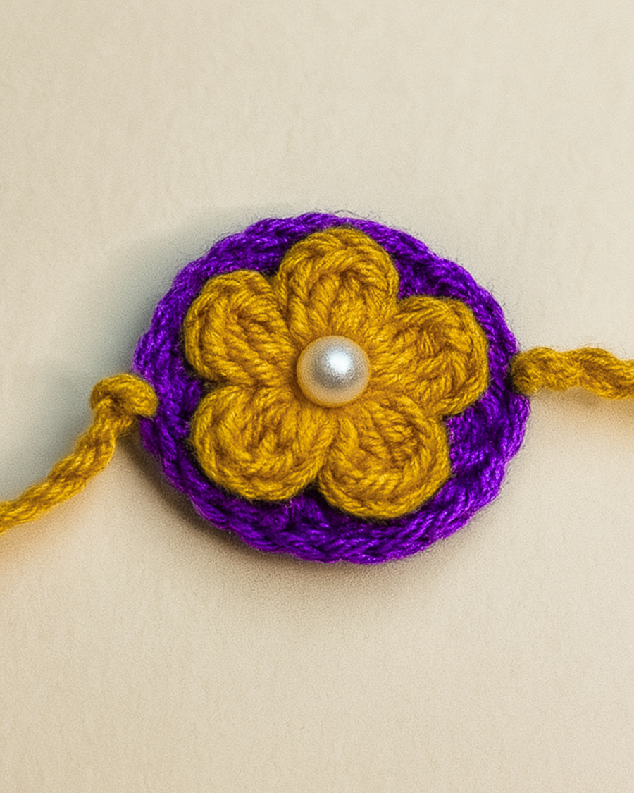 Yellow purple flower rakhi