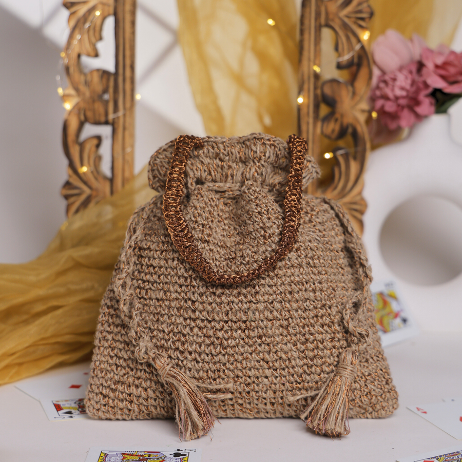 Rustic Bloom Handcrafted Crochet Pouch