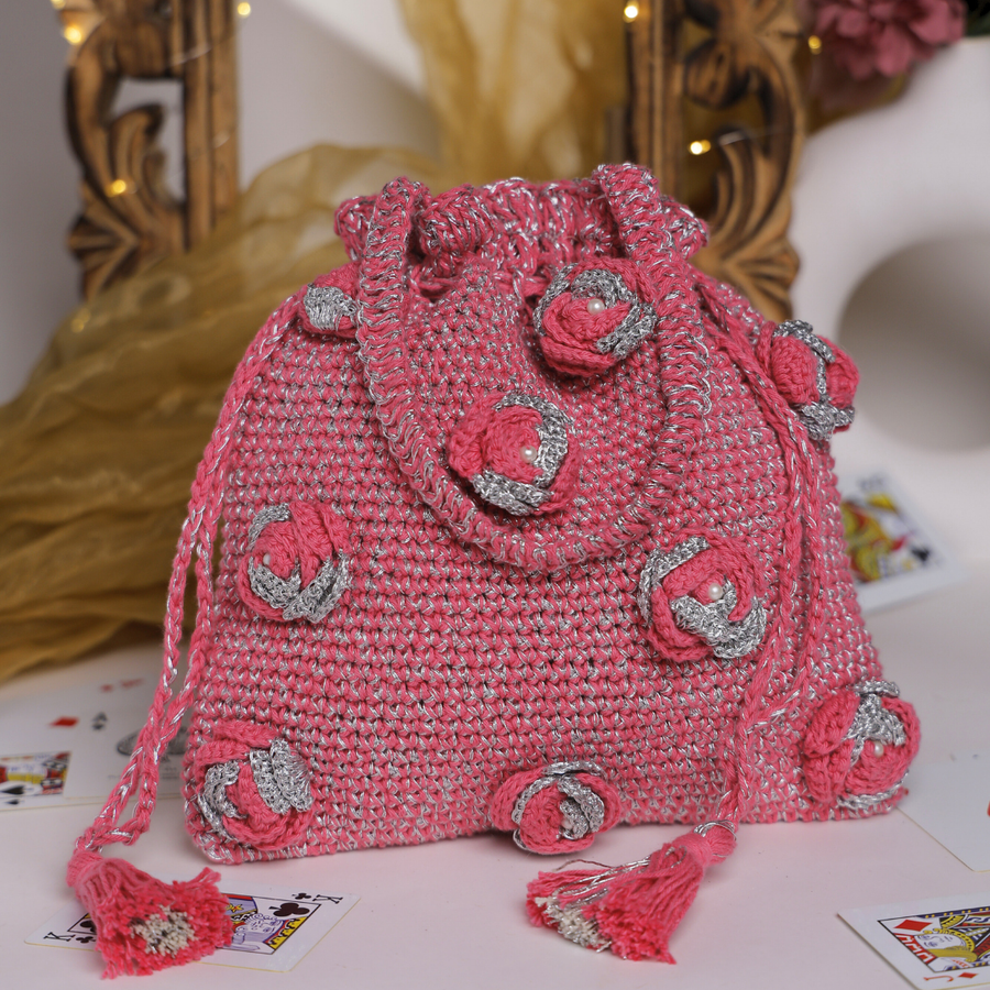 Rosette Charm Handcrafted Potli Bag