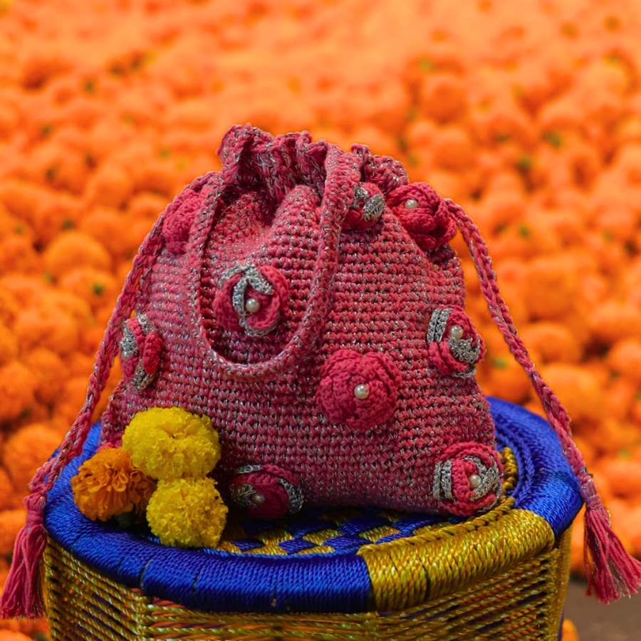 Rosette Charm Handcrafted Potli Bag