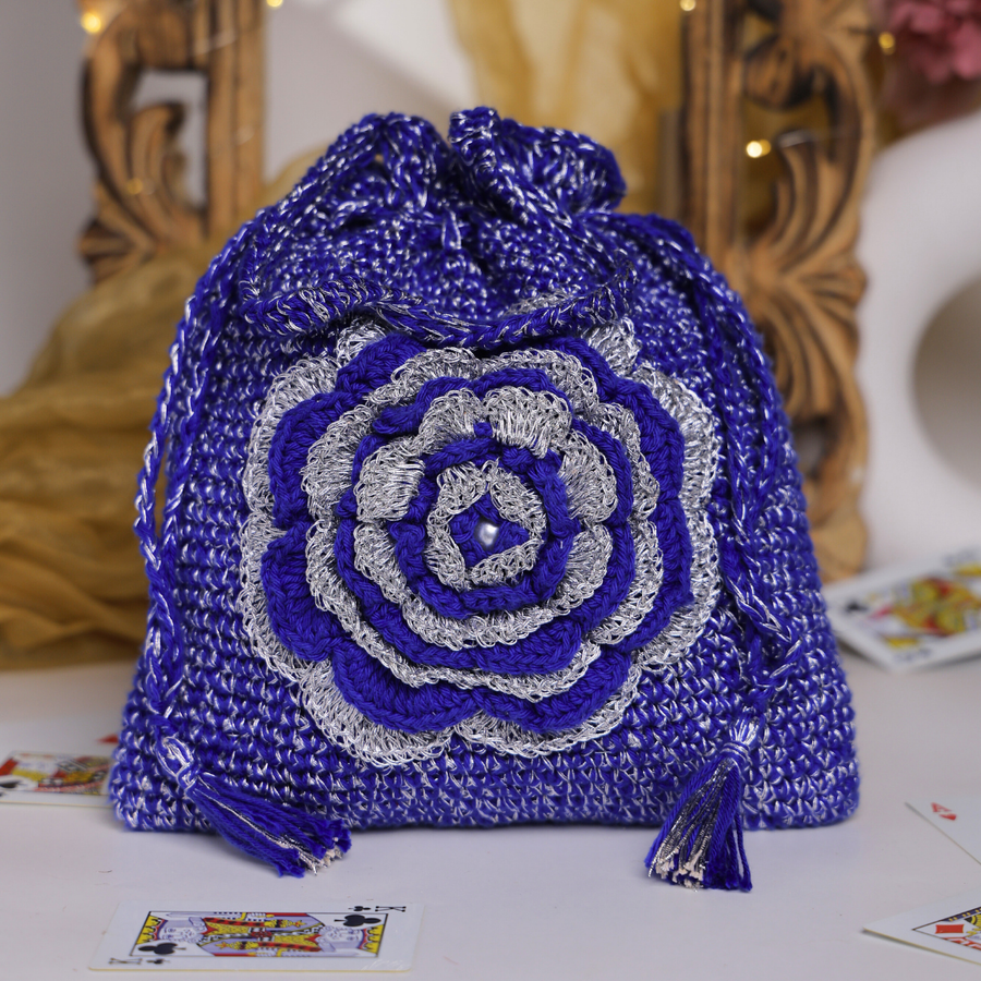 Royal Bloom Crochet Drawstring Potli