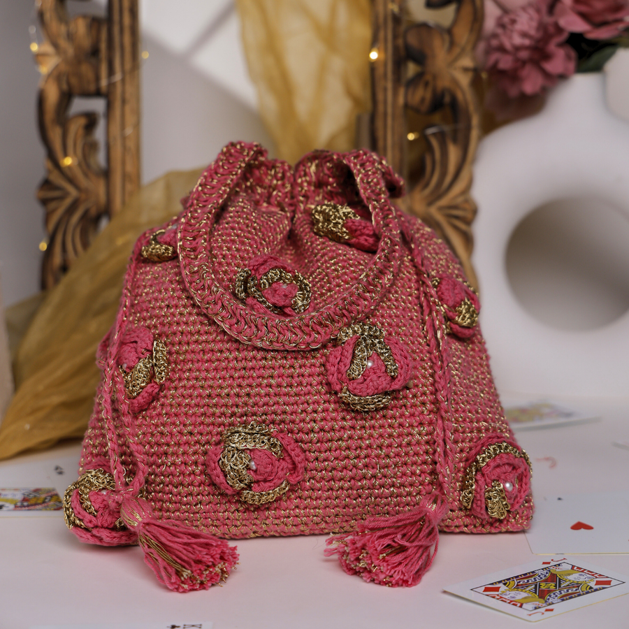 Golden Bloom Handcrafted Potli Bag