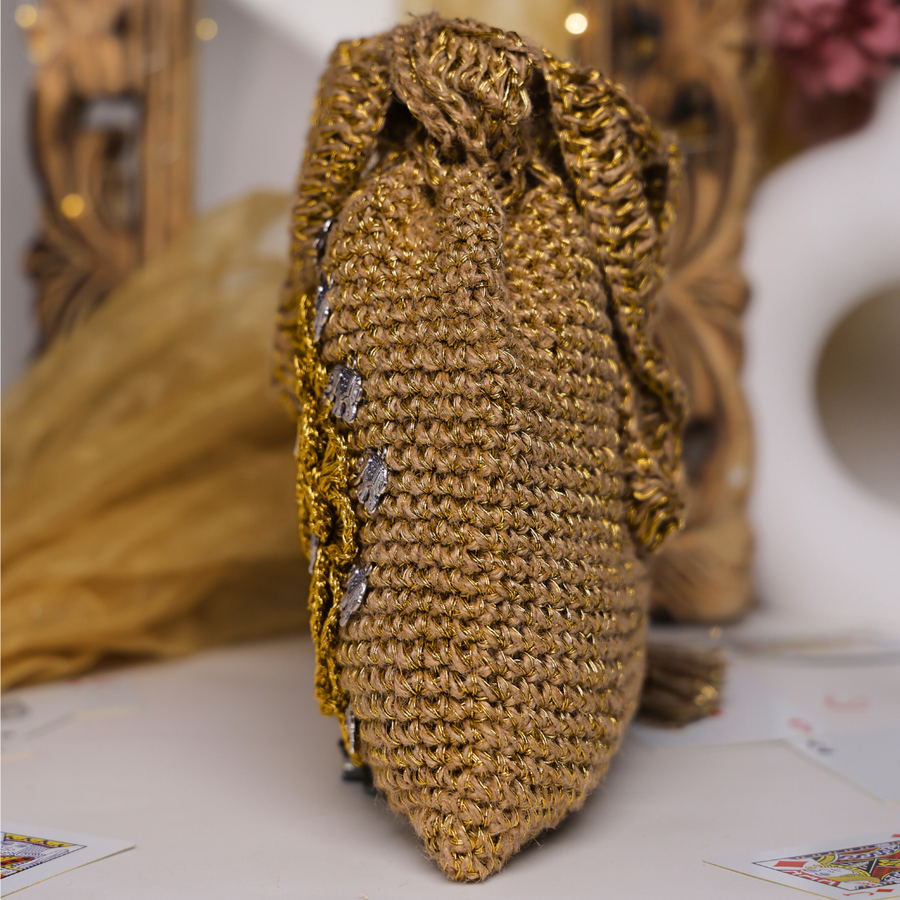 Golden Crochet Elephant Potli