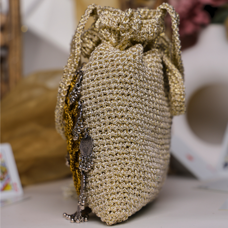 Royal Coin Bloom Crochet Potli