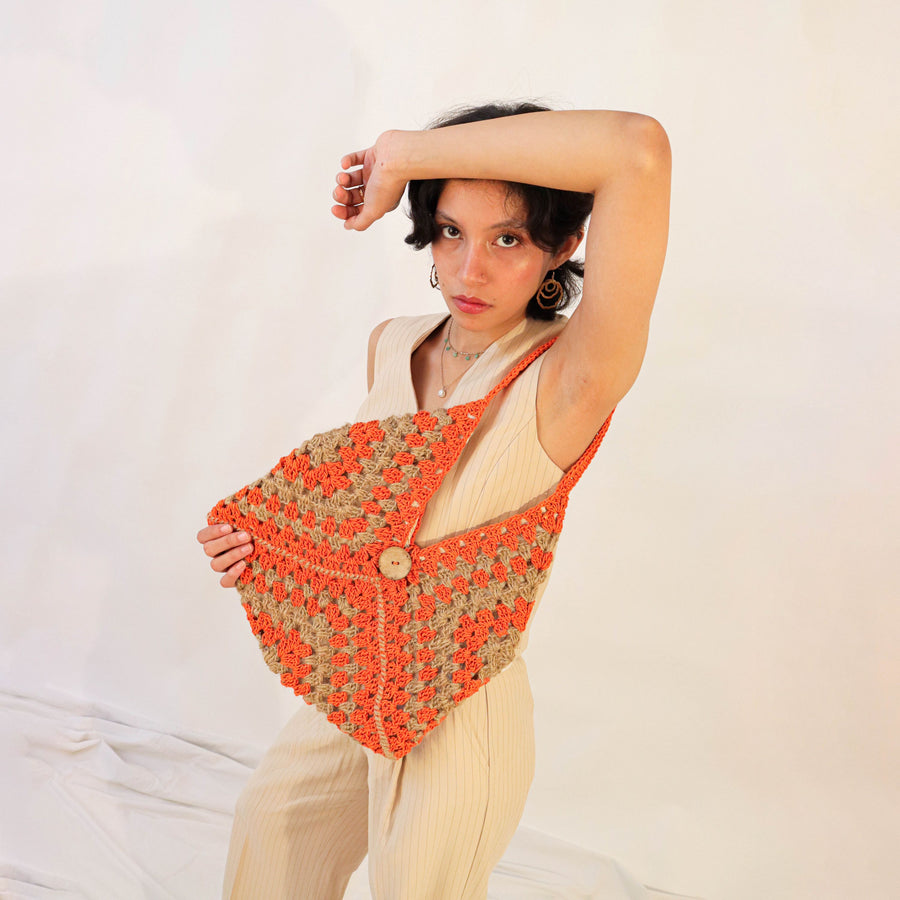 Hexagon Hobo Crochet Shoulder Bag