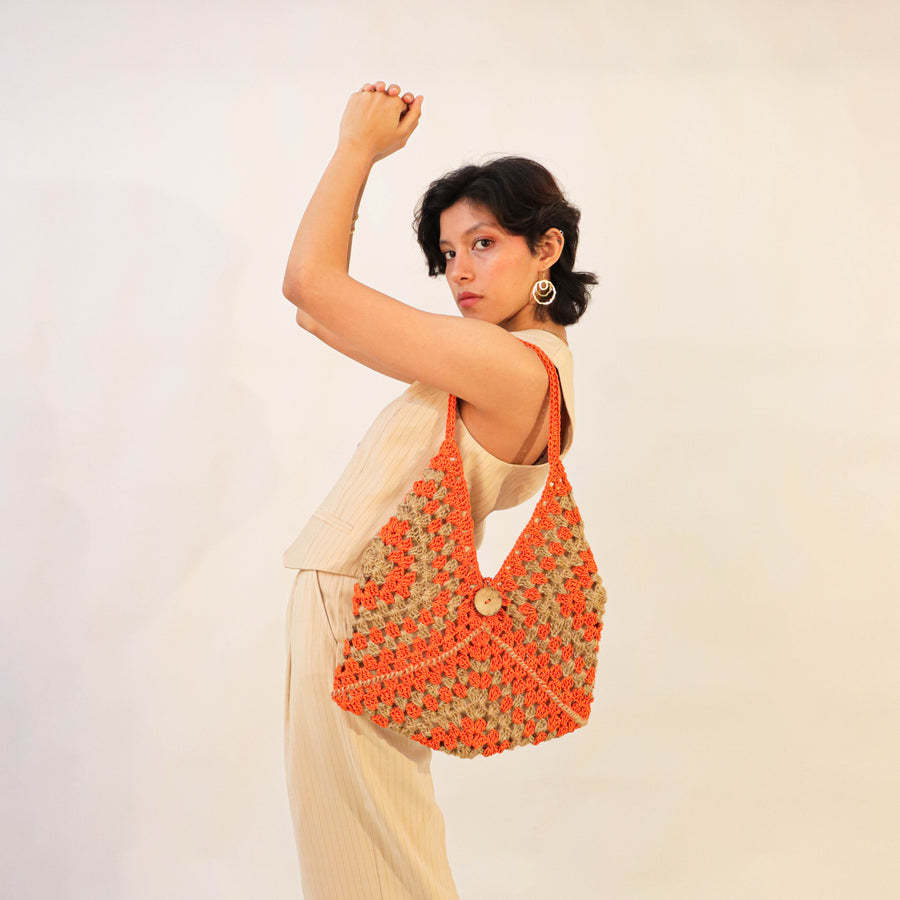 Hexagon Hobo Crochet Shoulder Bag