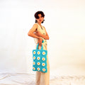 Blue Daisy Crochet Tote Bag