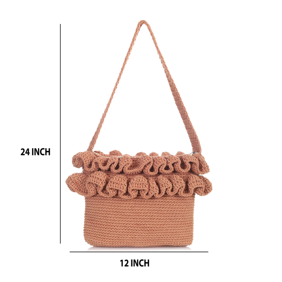 Ruffle Crochet Crossbody Bag