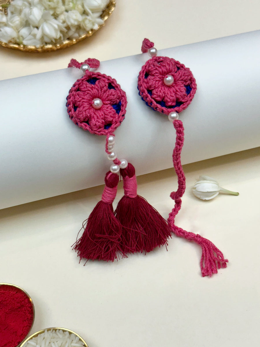 Red Flower Rakhi set
