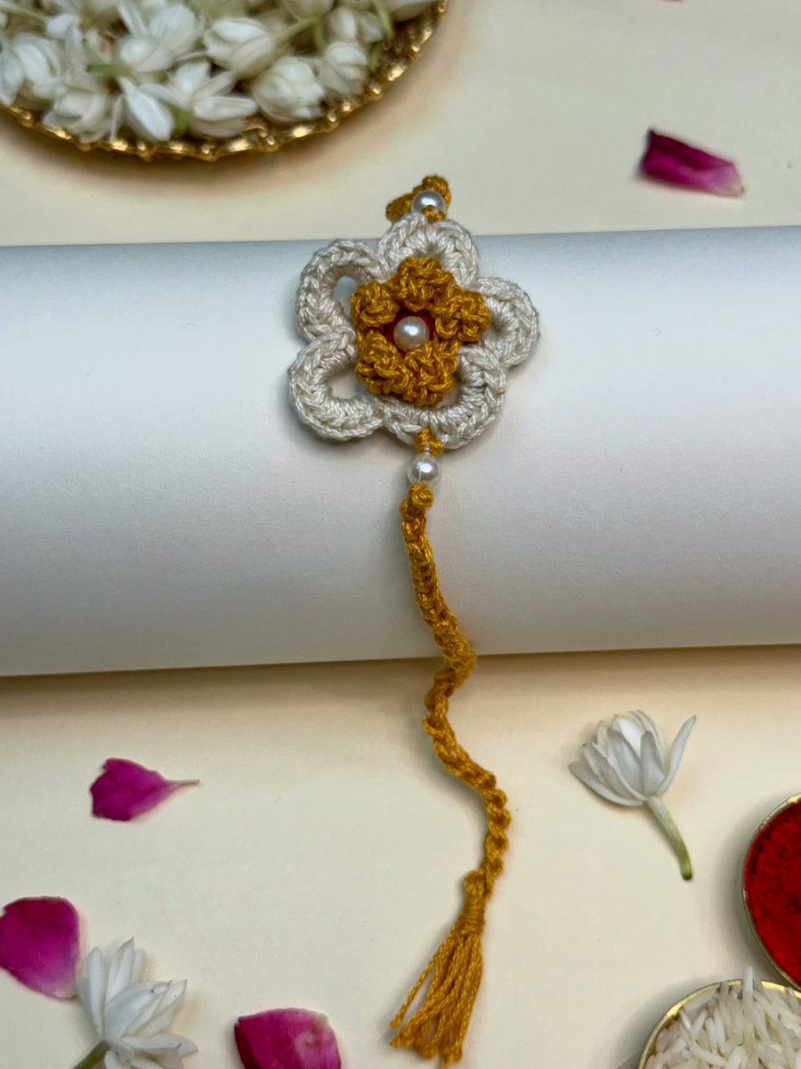 Daisy crochet Rakhi