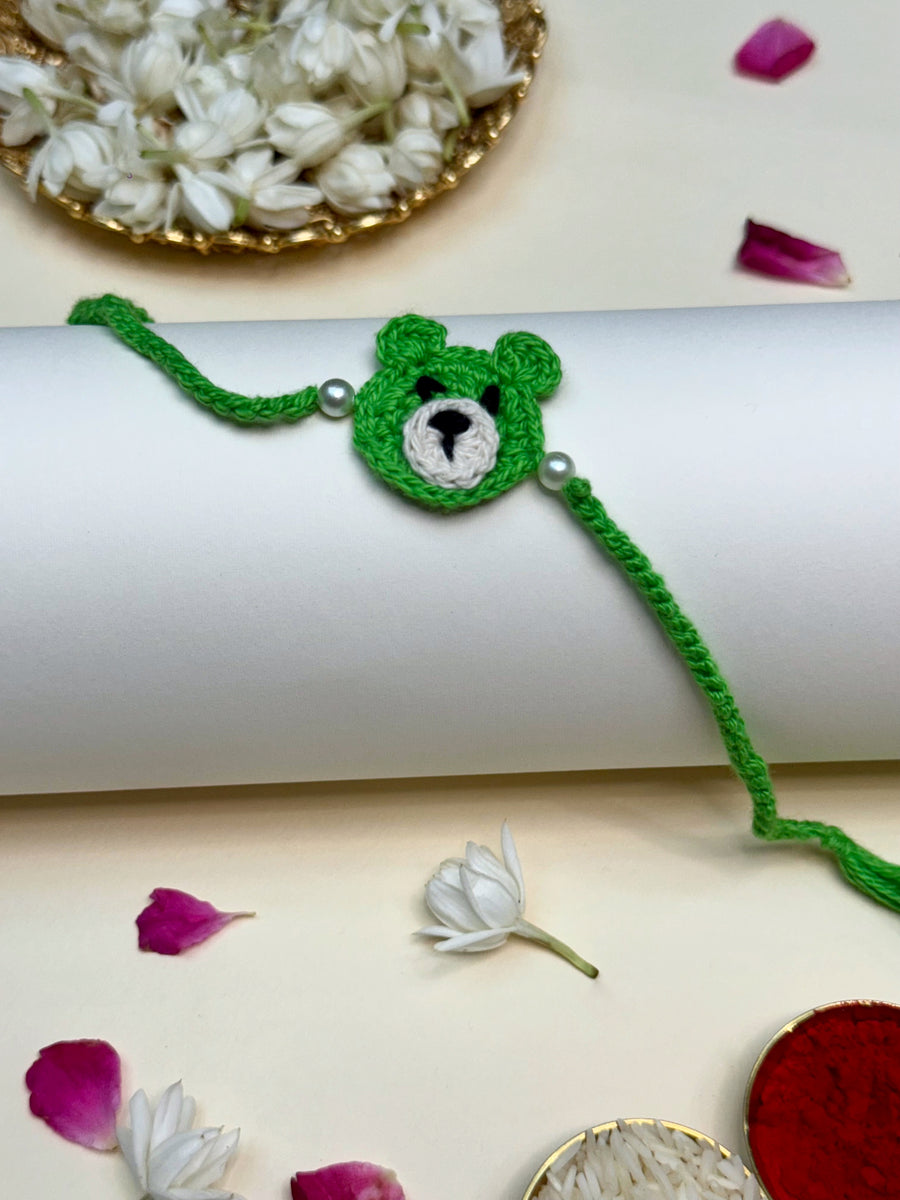 Green bear Crochet Rakhi