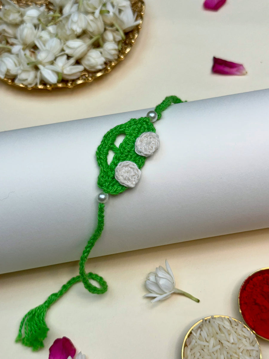 Green car crochet rakhi