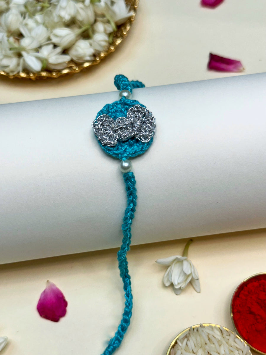 Silver bow rakhi