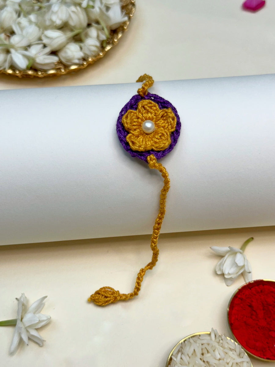 Yellow purple flower rakhi