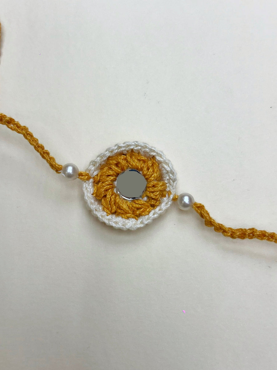 Yellow and white Rakhi duo