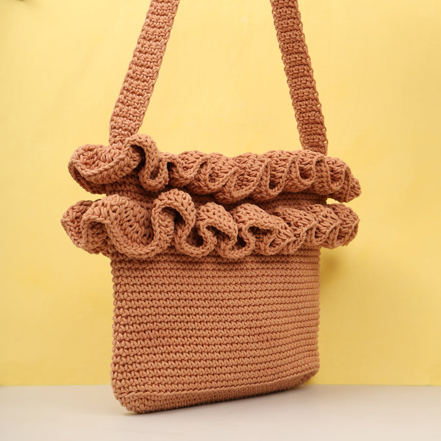 Ruffle Crochet Crossbody Bag